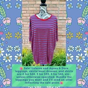 NWT Lularoe Blue & Red Striped Irma Top Size Large